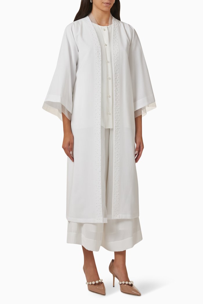 

Three-piece Abaya Set, White