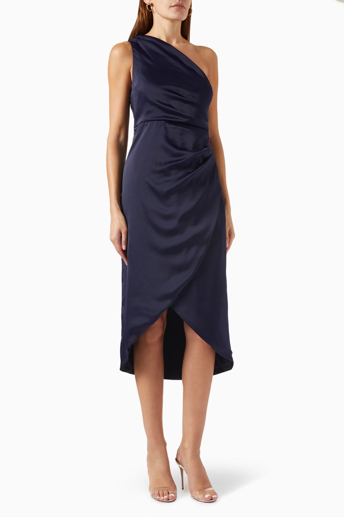 

Yasthea Midi Dress in Satin, Blue