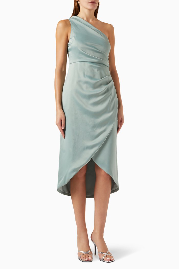 

Yasthea Midi Dress in Satin, Brown