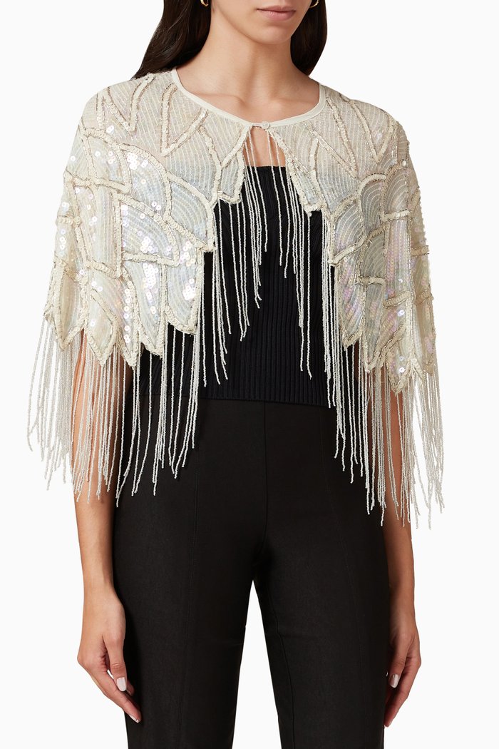 

Yascecilie Sequin-Embellished Cape, Neutral