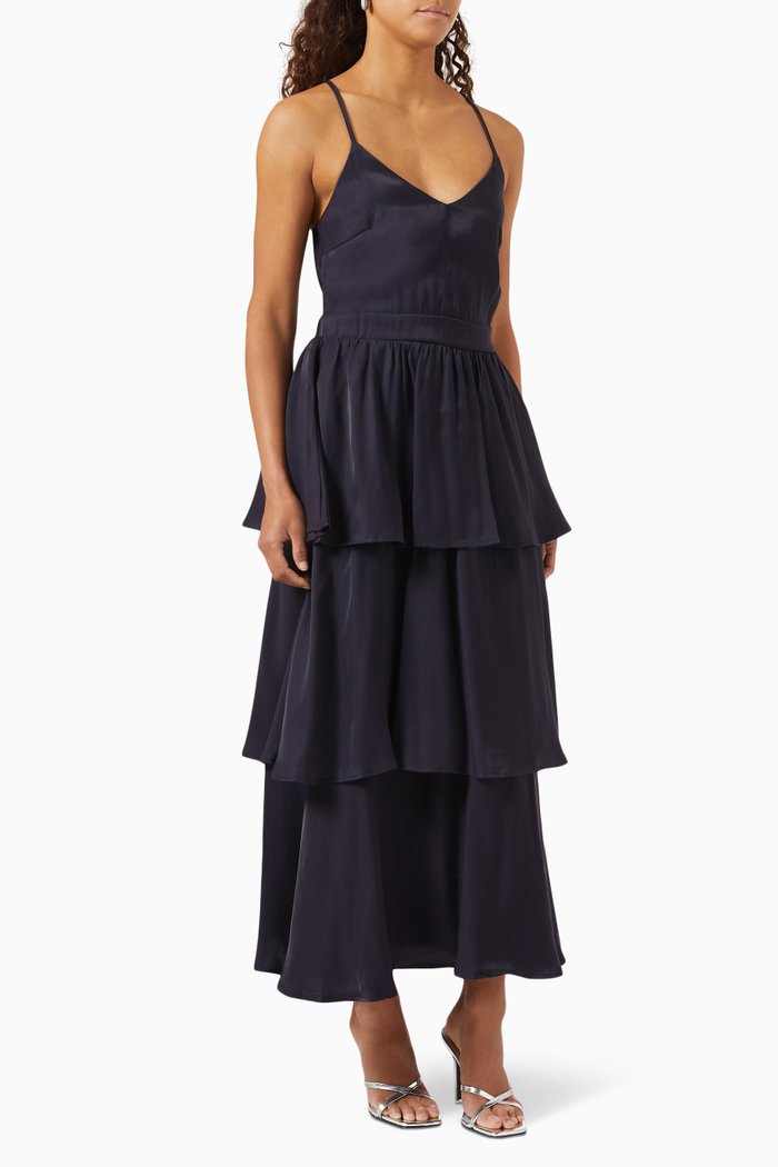 

Yascammie Tiered Maxi Dress in Viscose-blend, Blue
