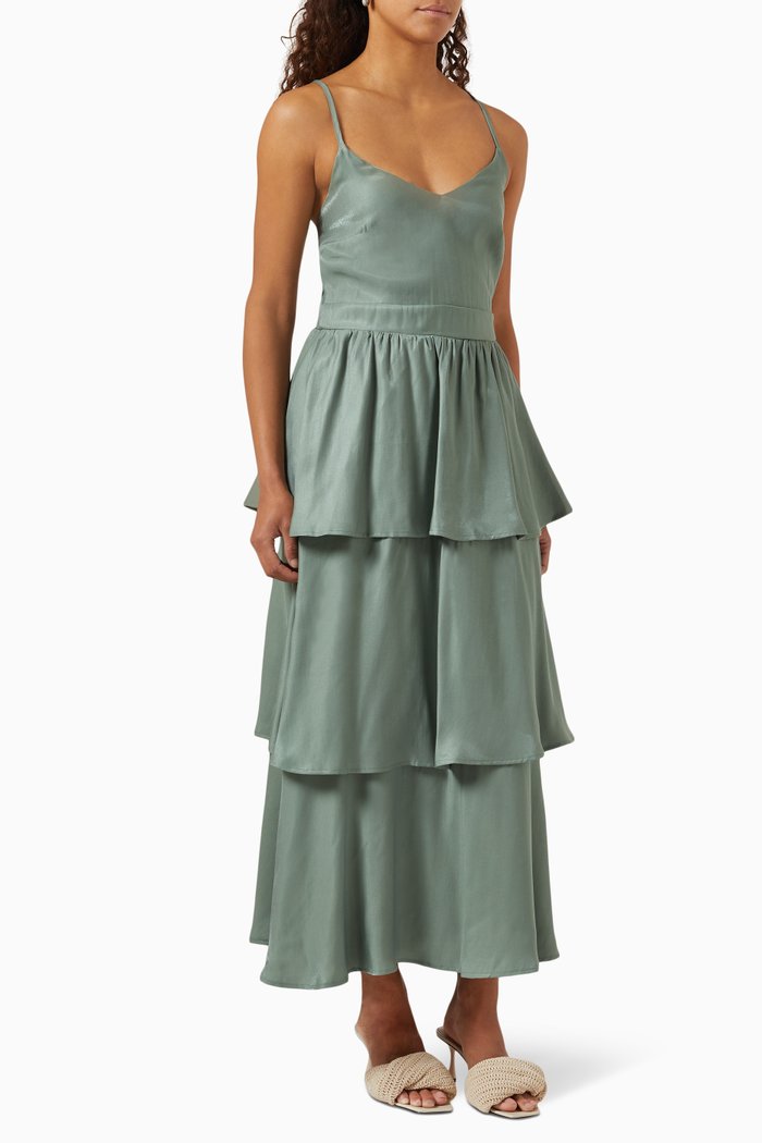 

Yascammie Tiered Maxi Dress in Viscose-blend, Brown