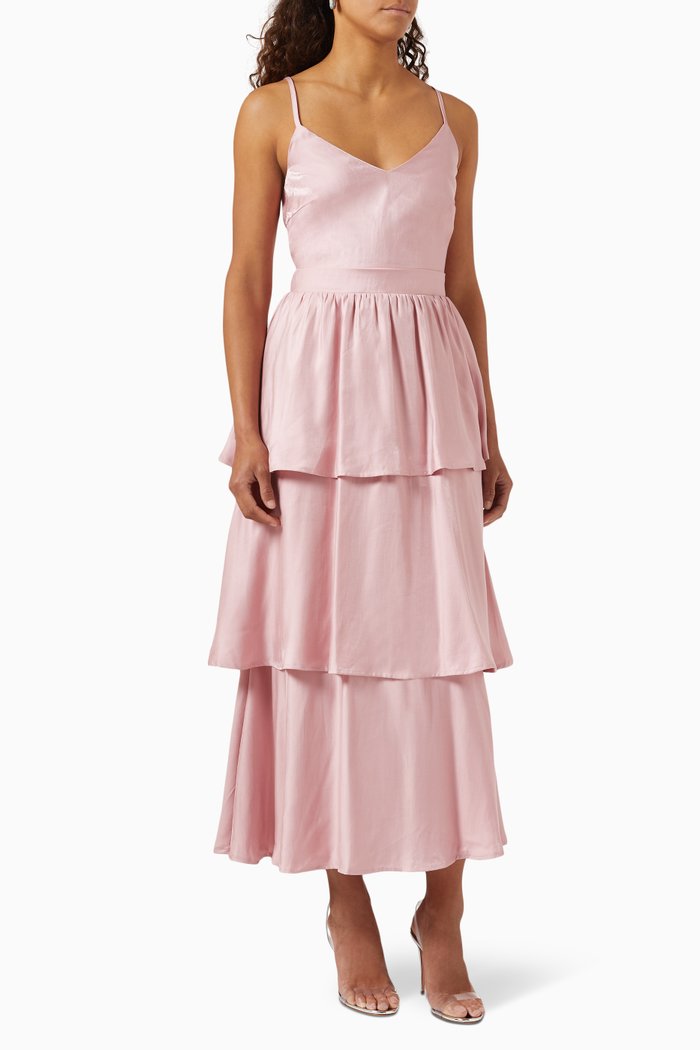 

Yascammie Tiered Maxi Dress in Viscose-blend, Pink
