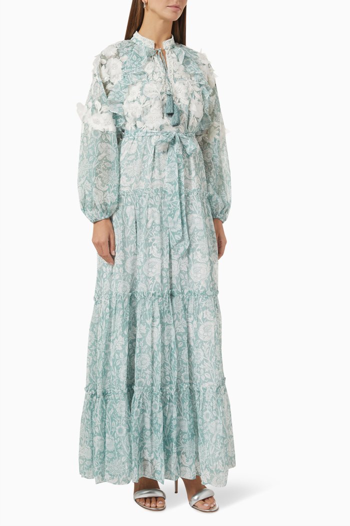 

Delia Maxi Dress in Viscose, Green