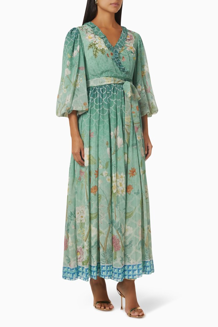 

Desert Rose Maxi Dress in Viscose, Blue