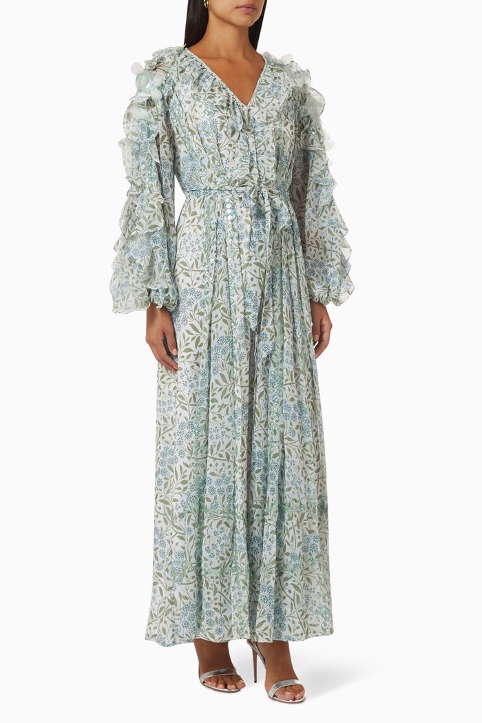 

Petit Belted Kaftan in Viscose, Blue