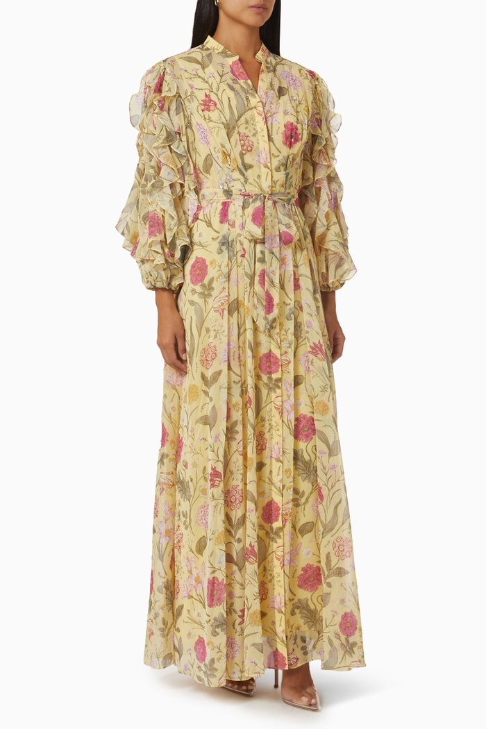 

Torres Ruffled Kaftan in Viscose, Yellow
