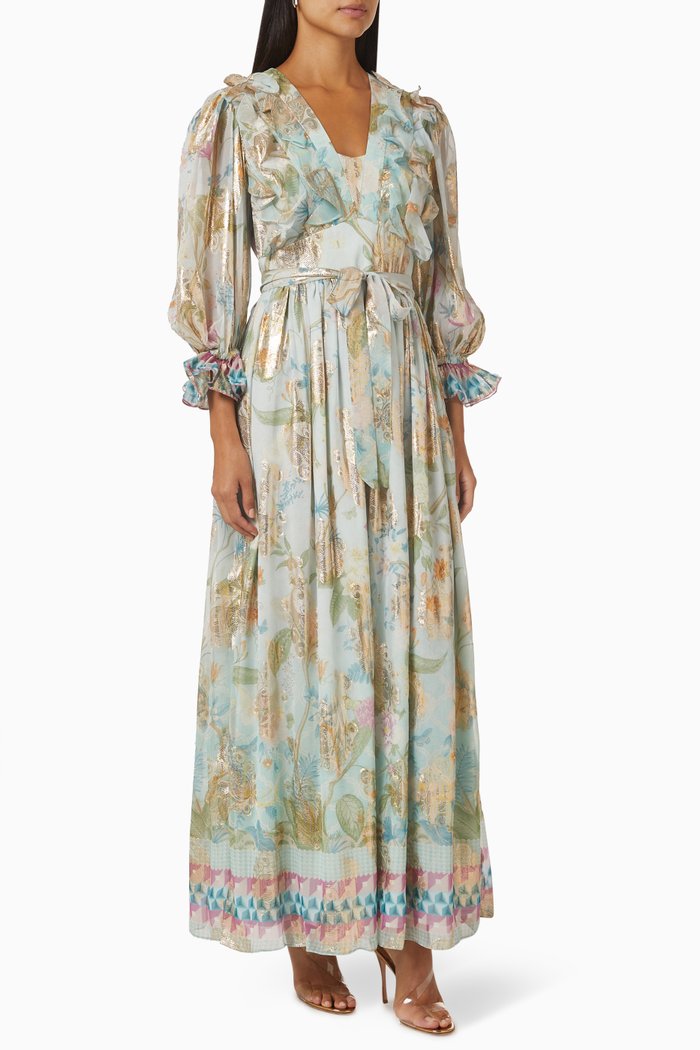 

Glasshouse Maxi Dress in Chiffon, Green
