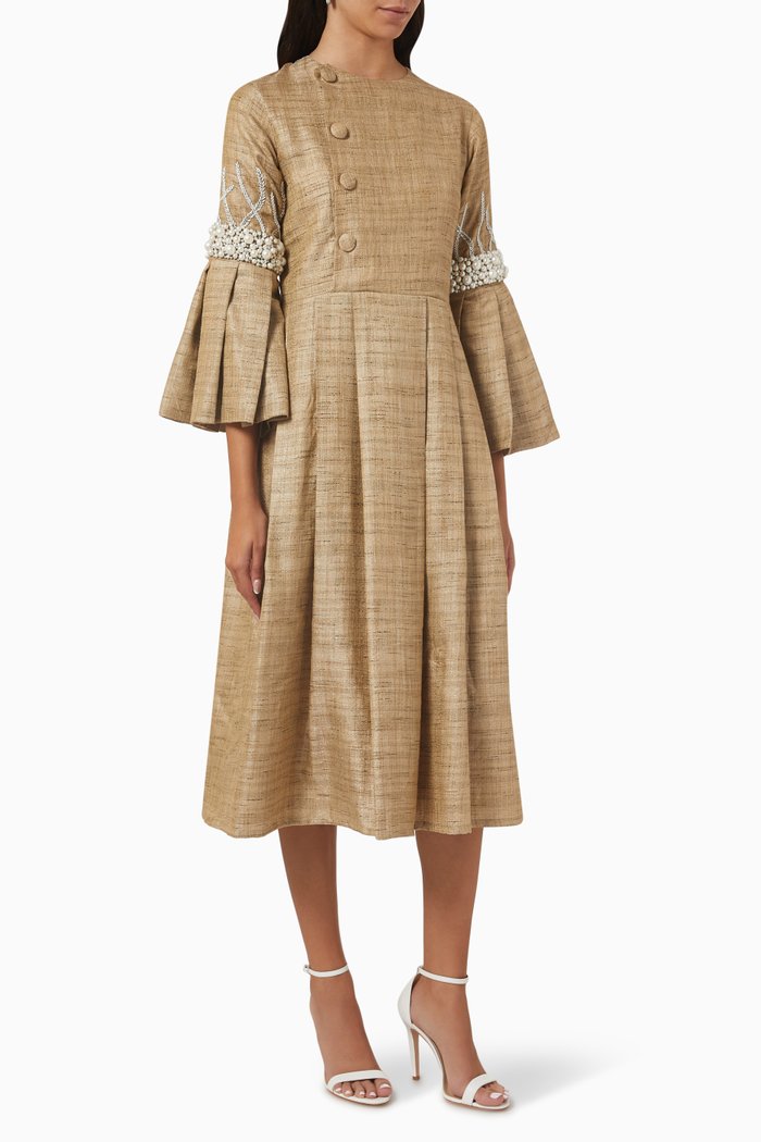 

Cleopatra Statement Sleeve Midi Dress, Neutral