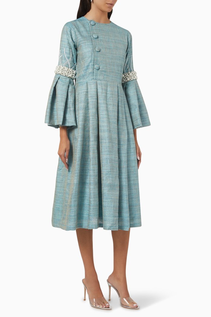 

Cleopatra Statement Sleeve Midi Dress, Blue