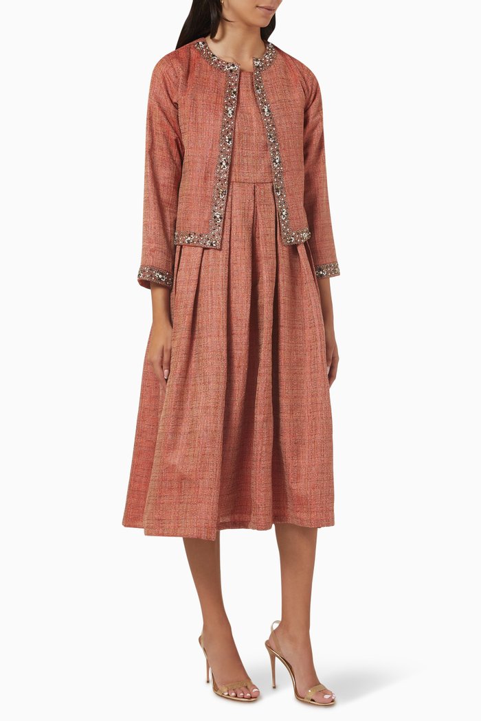 

Elizabeth Front Open Jacket with Bouffant Dress, Orange
