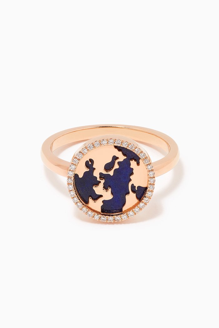 My World Diamond & Lapis Ring in 18kt Rose Gld, Rose gold