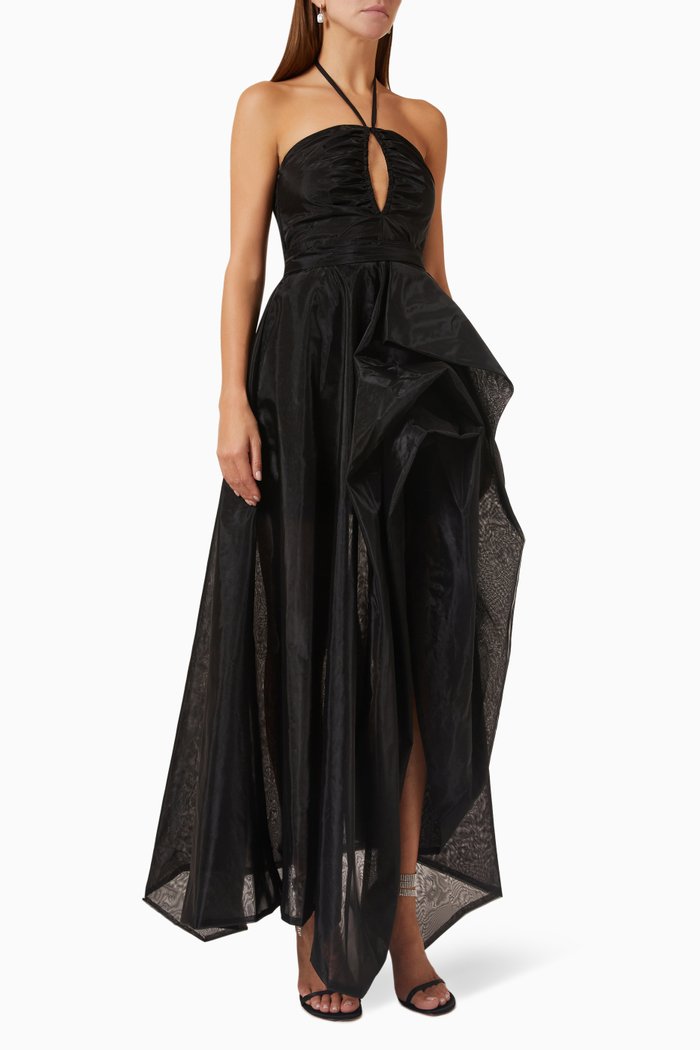

Laylani Halter Dress in Organza, Black