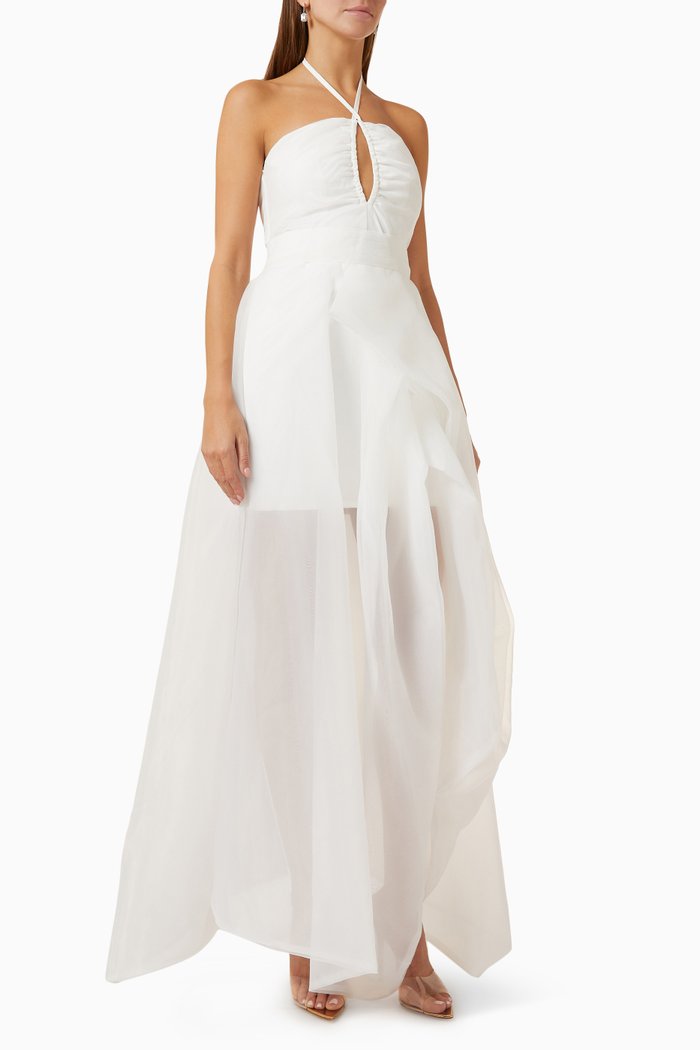 

Laylani Halter Dress in Organza, White