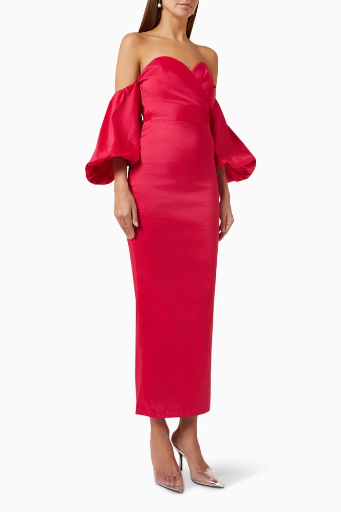 

Karter Dress in Satin, Pink
