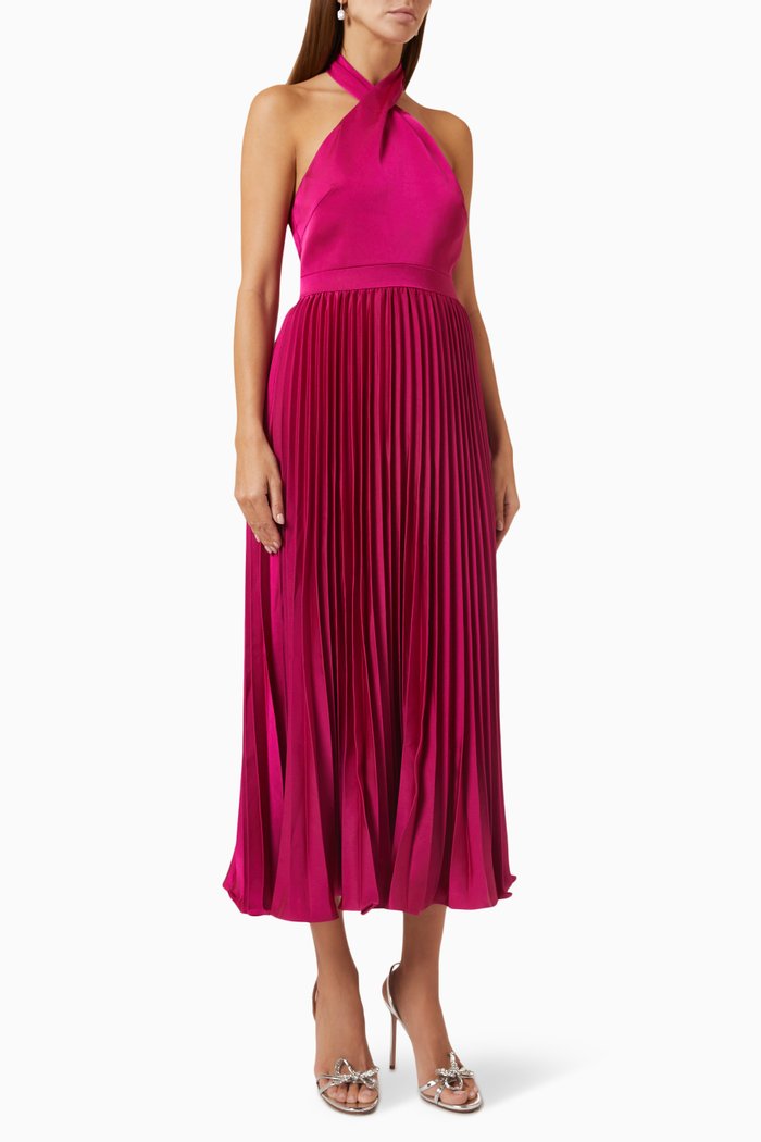 

Jaylee Midi Dress in Satin, Pink