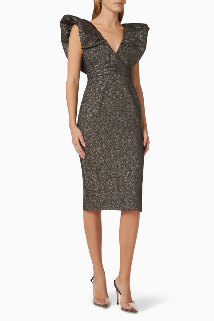 

Delilah Midi Dress in Lurex, Metallic