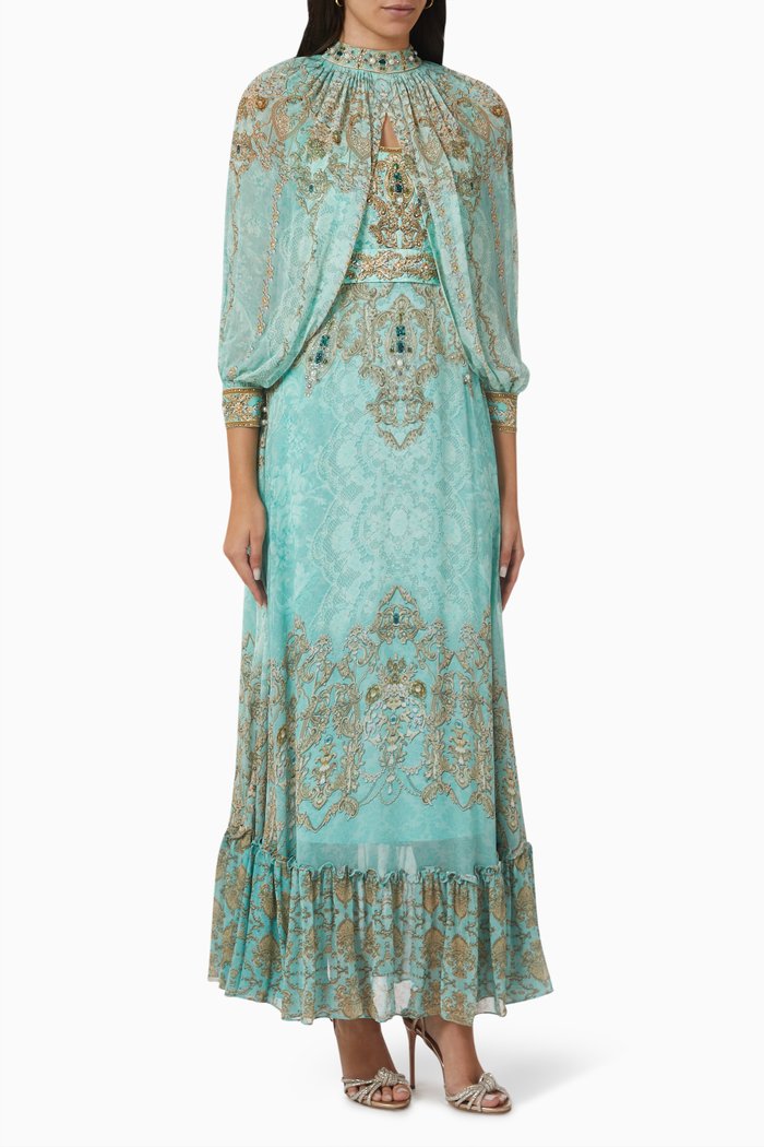 

Embellished Cape Kaftan, Blue