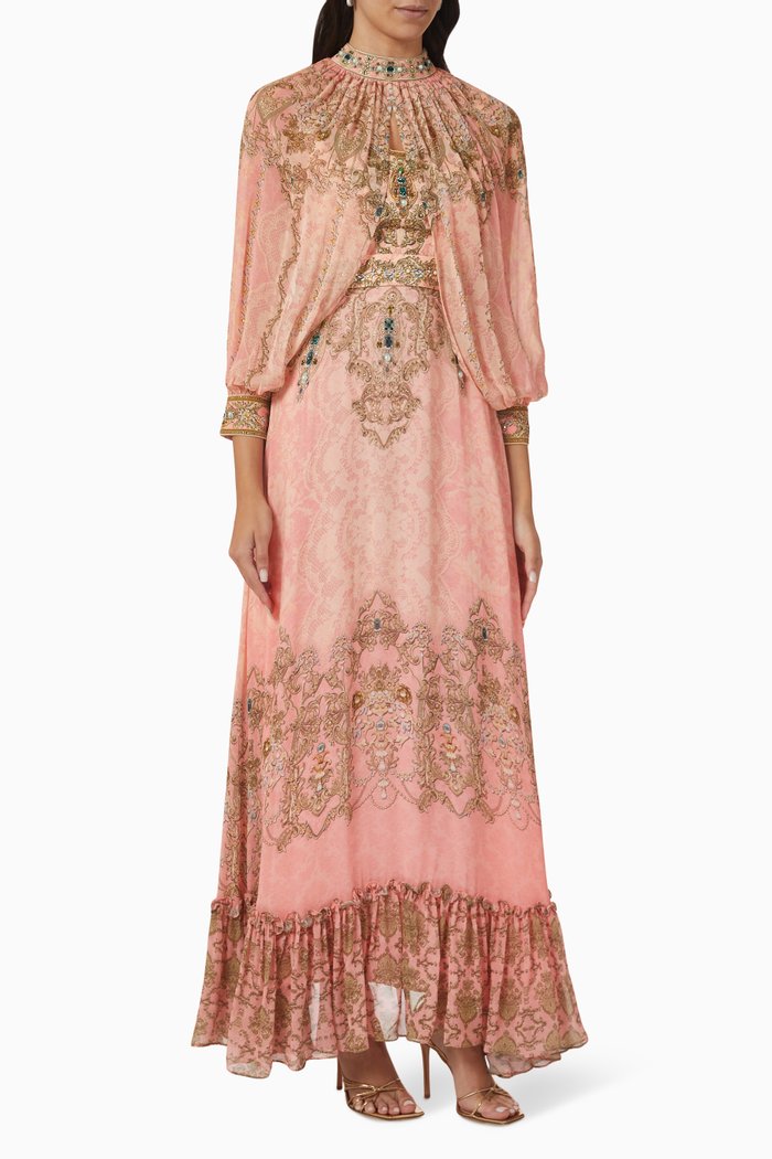 

Embellished Cape Kaftan, Pink