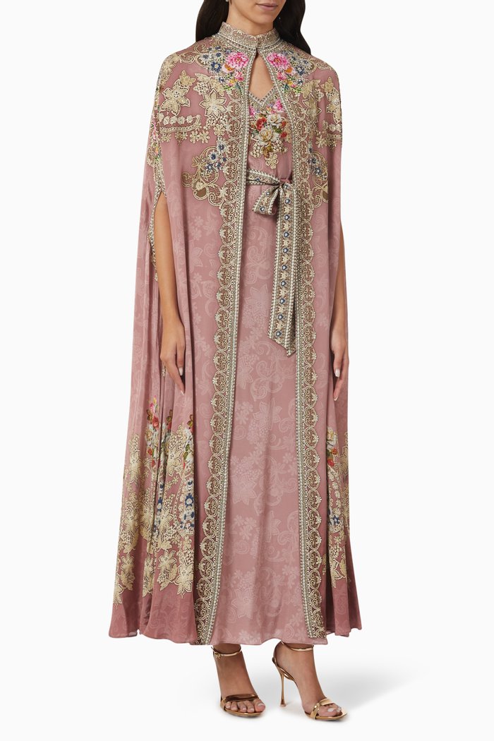 

Embellished Cape-style Kaftan, Pink