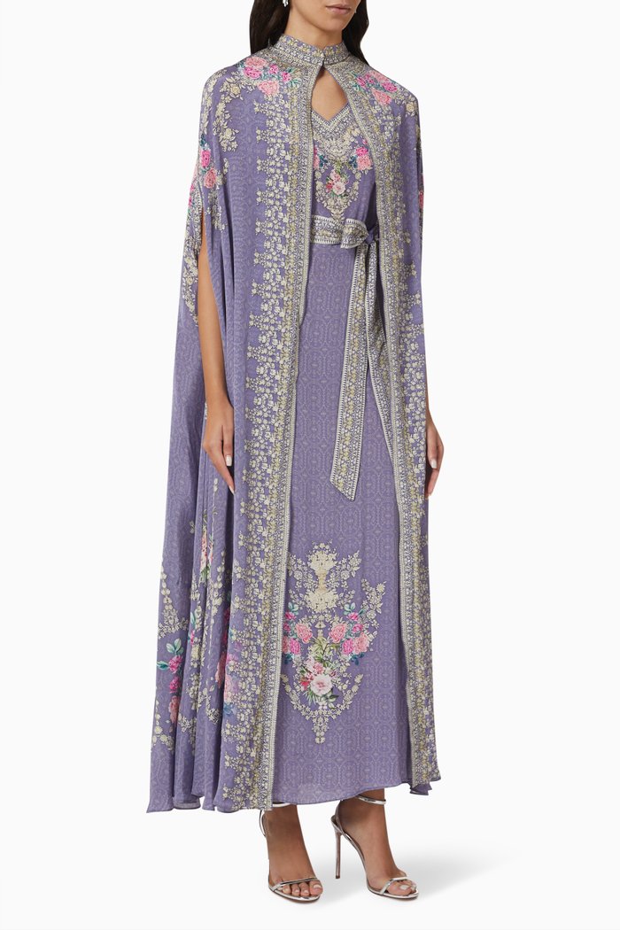 

Embellished Cape-style Kaftan, Purple