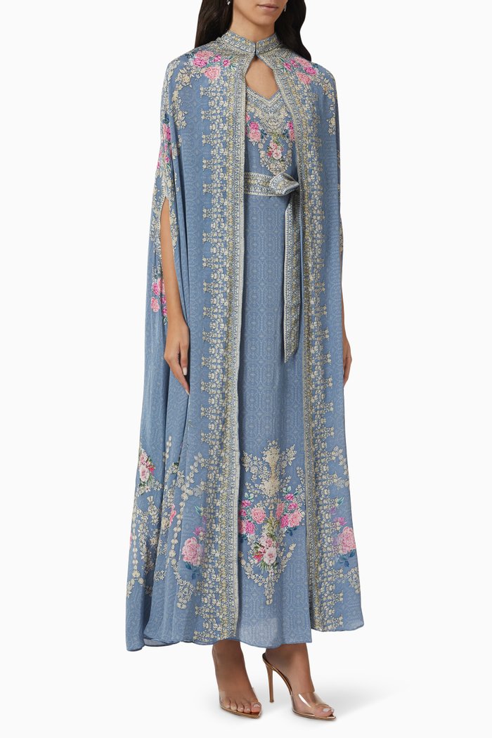 

Embellished Cape-style Kaftan, Grey