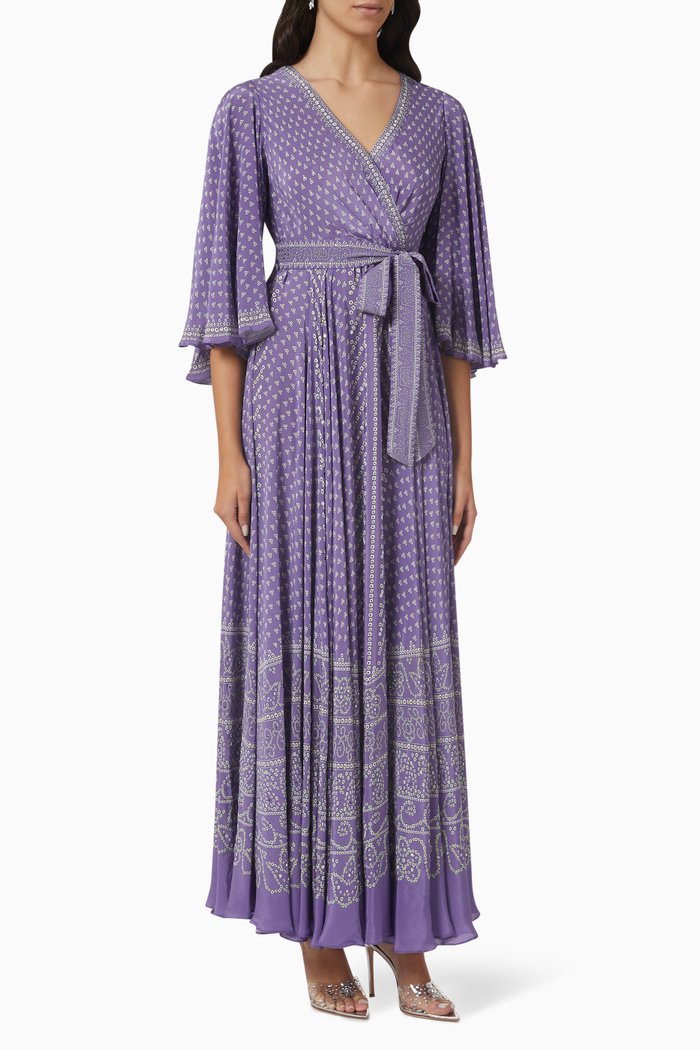 

Embellished Belted Kaftan, Purple