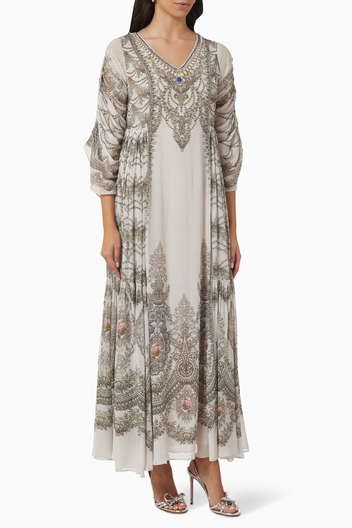 

Embellished V-neck Kaftan, Neutral