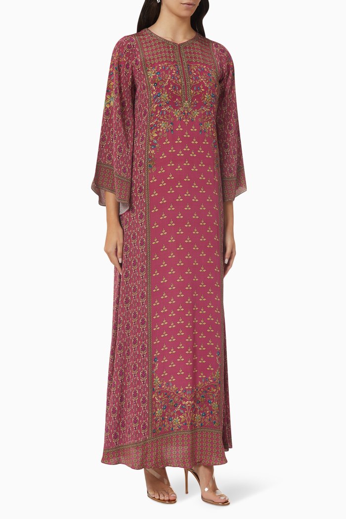 

Crystal-embellished Printed Kaftan, Pink