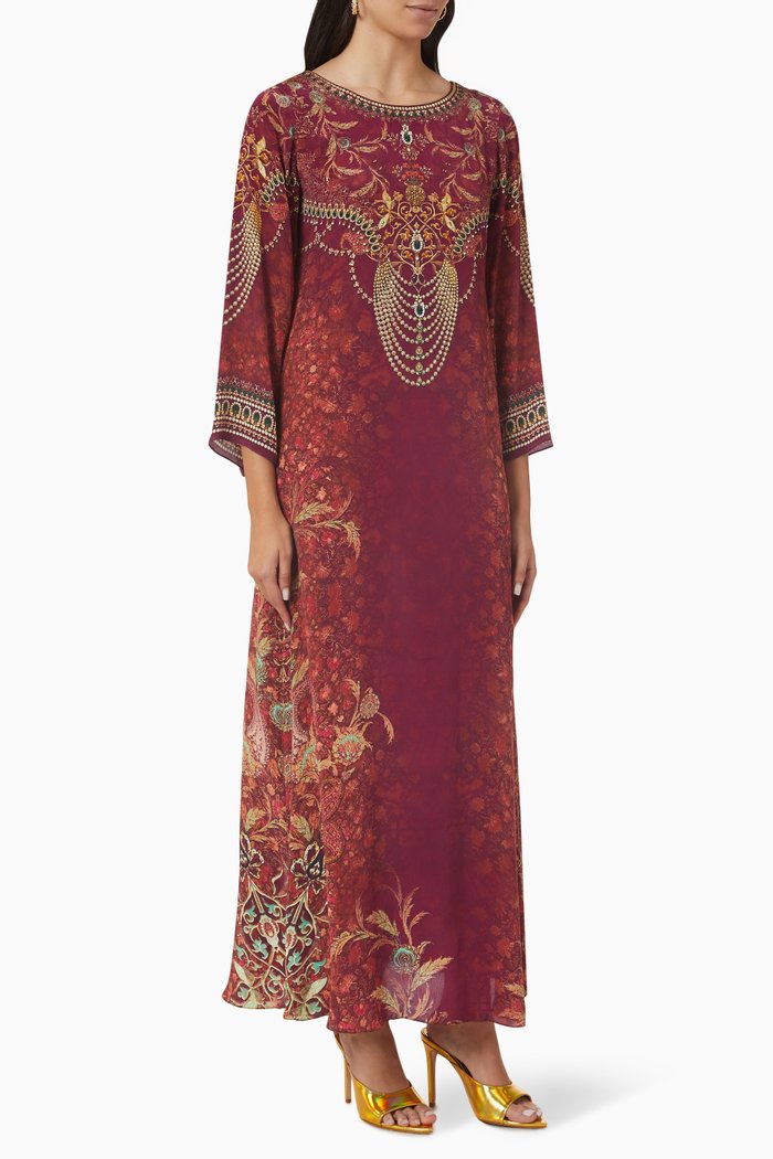 

Crystal-embellished Printed Kaftan, Red