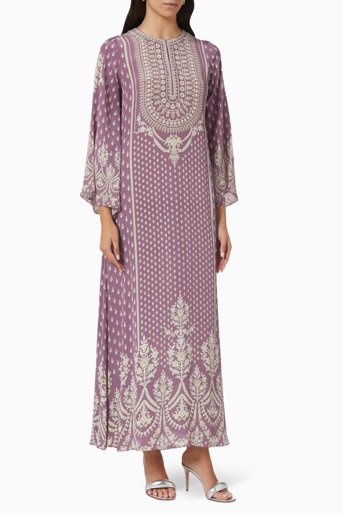 

Crystal-embellished Printed Kaftan, Pink