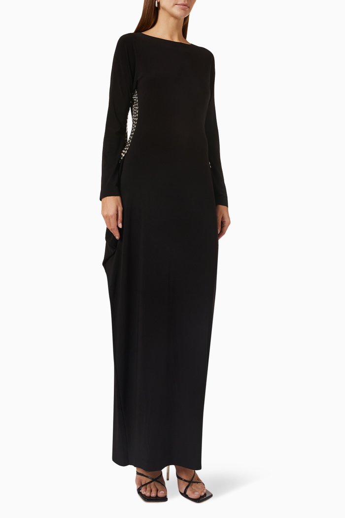 

Modern Sculpture Maxi Dress in Stretch Poly-lycra, Black
