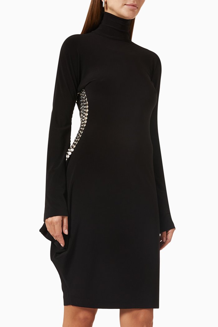 

Modern Sculpture Mini Dress in Stretch Poly-lycra, Black