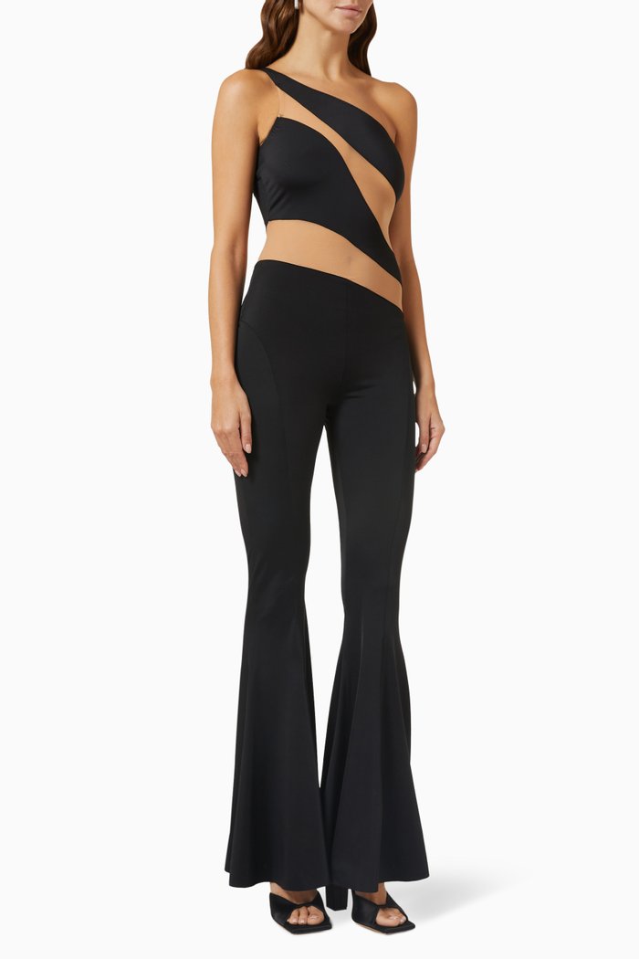

Snake Mesh Fishtail Jumpsuit in Nylon Lycra, Black