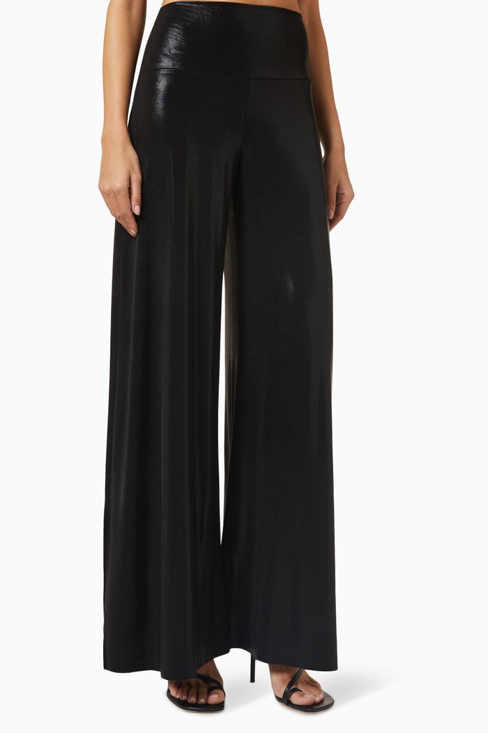

Elephant Wide-leg Pants in Stretch Lamé, Black