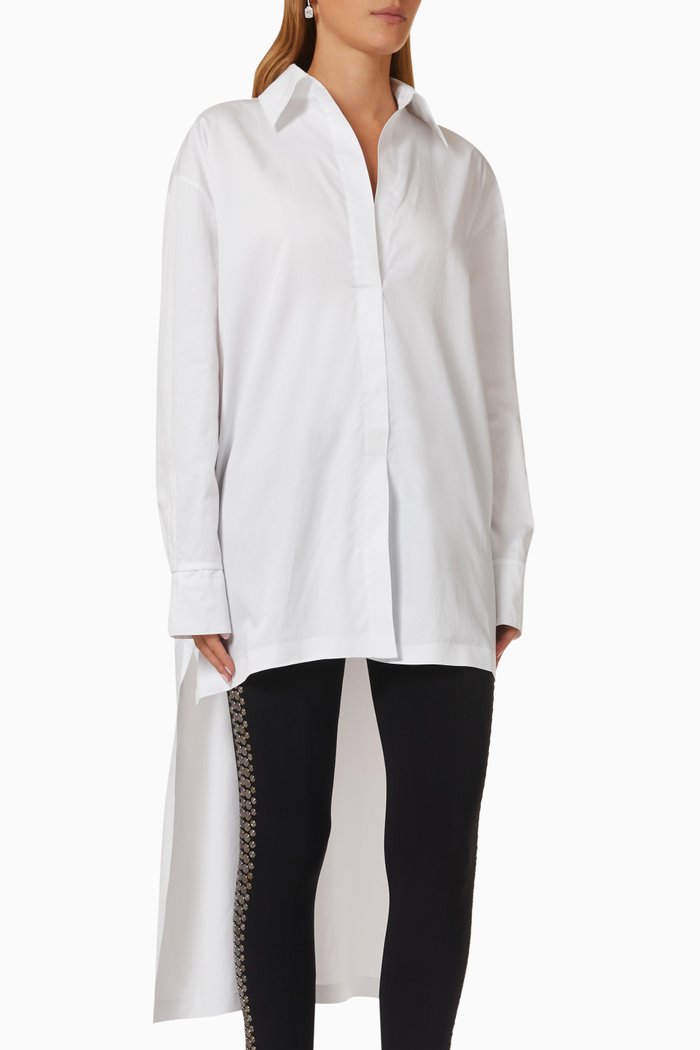 

High-low Boyfriend Shirt in Cotton, White