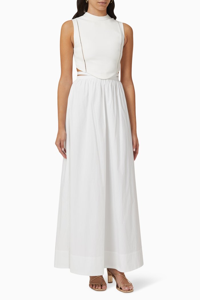 

Esther Deconstructed Maxi Dress in Cotton-poplin, White