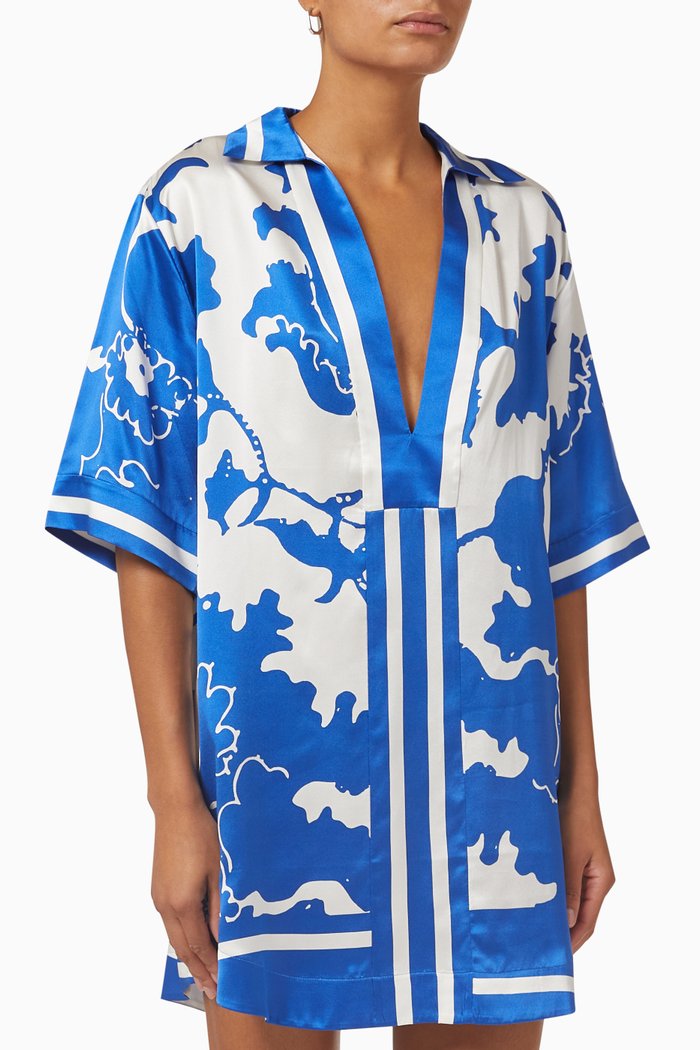 

Esme Tunic in Silk Satin, Blue