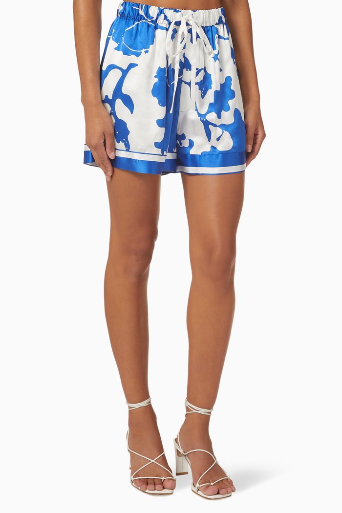 

Esme Shorts in Silk Satin, Blue