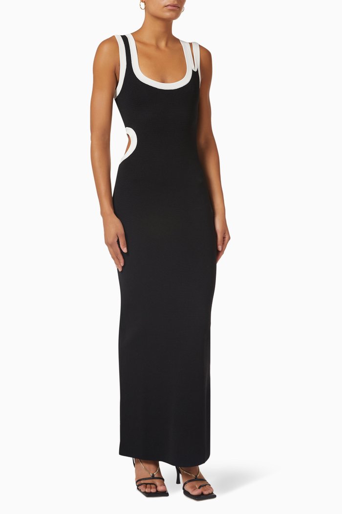 

Evalina Cut-out Maxi Dress in Compact Knit, Black