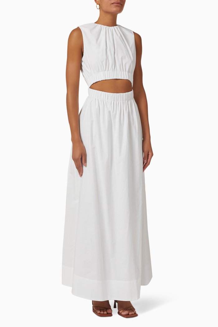 

Dion Gathered Dress in Cotton Poplin, White