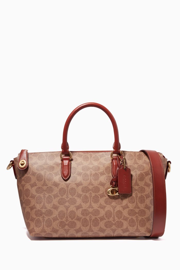 

Cara Satchel Bag in Signature Canvas, Neutral