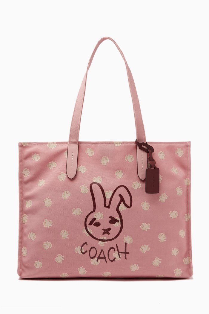

Lunar New Year Rabbit Tote Bag in Canvas, Pink