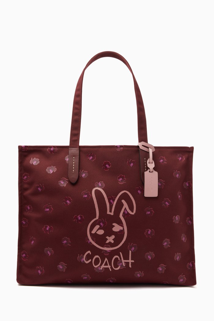 

Lunar New Year Rabbit Tote Bag in Canvas, Red