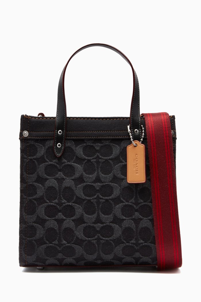 Small Field 22 Woven Tote Bag in Signature Cotton Denim, Black