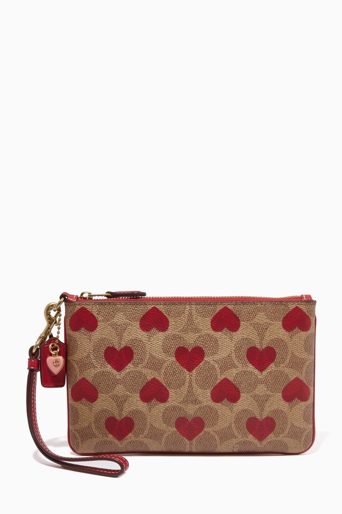 

Hearts Clutch in Signature Canvas, Red
