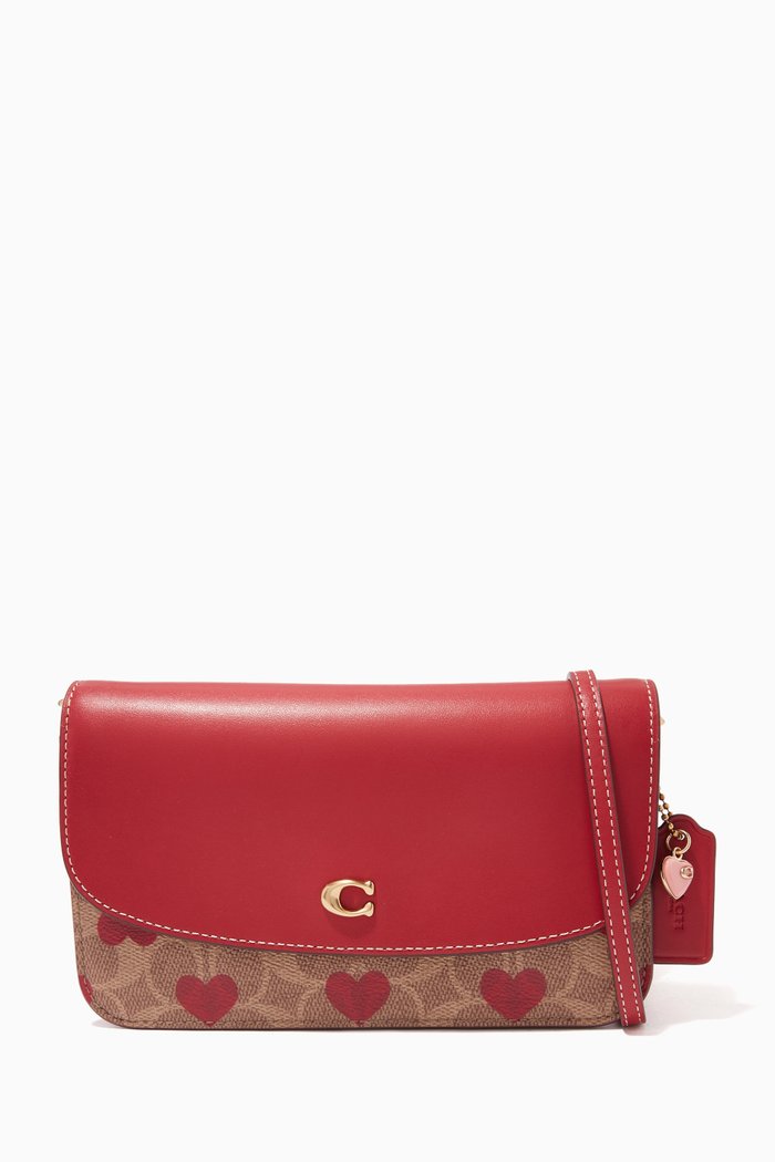 

Hayden Shoulder Bag in Signature Canvas & Smooth Leather, Red