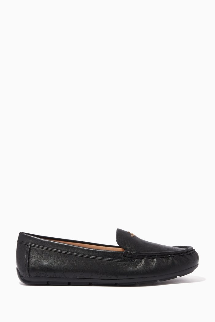 

Marley Driver Shoes in Perforated Leather, Black