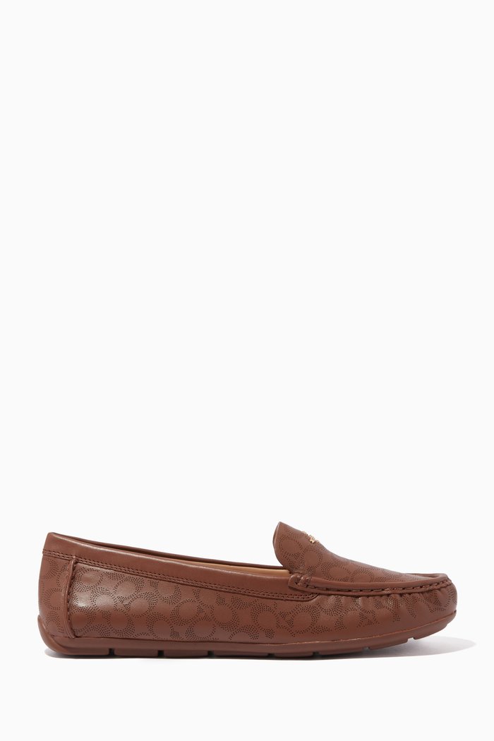 

Marley Driver Shoes in Perforated Leather, Brown