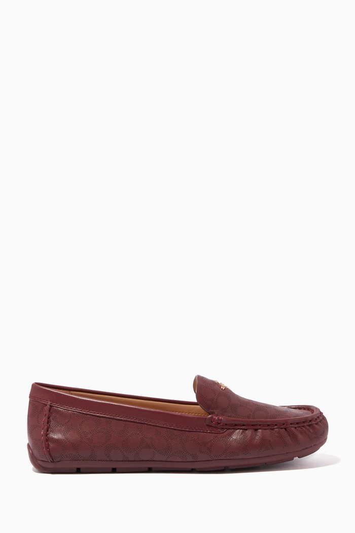 

Marley Driver Shoes in Perforated Leather, Red